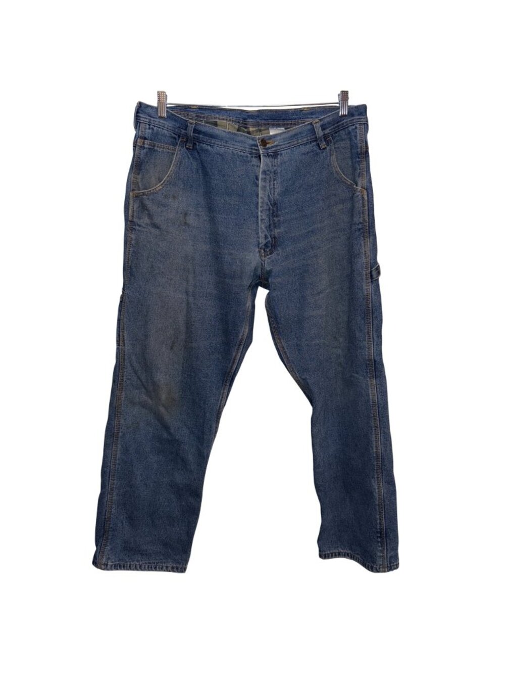 Key Industries Mens Carpenter Blue Denim Jeans 40x30 Relaxed Fit Flannel Lined